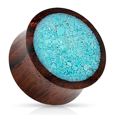 Plug en bois avec pierre turquoise brisée