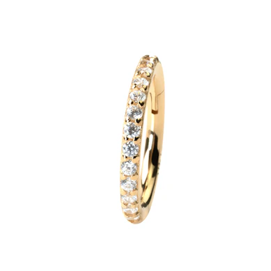 Anneau avec charnière en or 14 carats et diamants incrustés