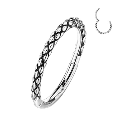 Anneau segment à charnière et design en forme de peau de serpent