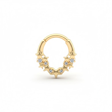 Anneau à charnière avec des étoiles et des pierres