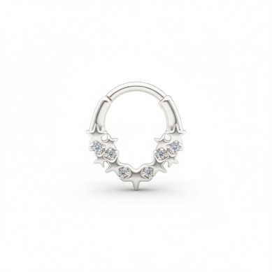 Anneau à charnière avec des étoiles et des pierres