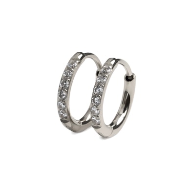 Paire de créoles en acier chirurgical avec des pierres