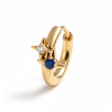 Anneau en titane avec deux étoiles