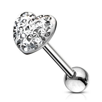 Piercing pour la langue boule en pierre en forme de coeur