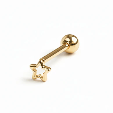 Barbell en titane pour la langue avec une étoile