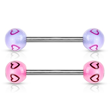 Piercing pour la langue avec motifs coeur