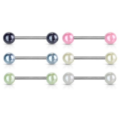 Lot de 6 piercing pour la langue avec des perles