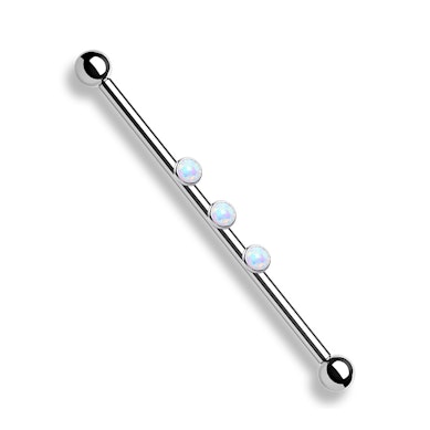 Tige barbell industrielle avec 3 opales et un filetage interne