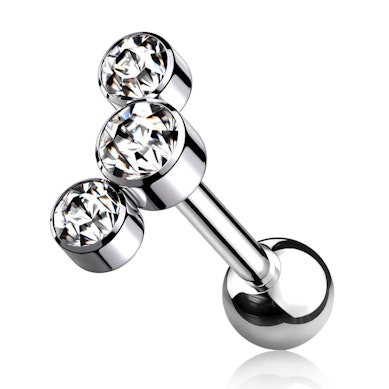 Barbell en titane avec filetage interne et 3 pierres