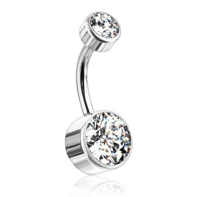 Piercing pour le nombril en titane avec boules plates et filetage interne