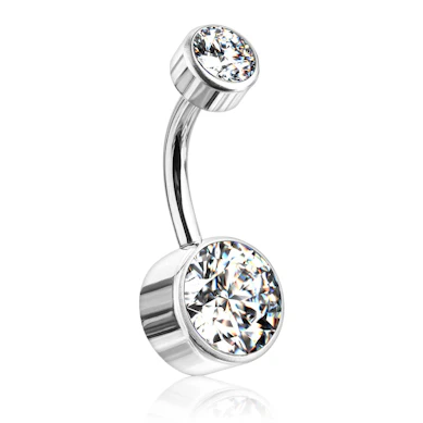 Piercing pour le nombril en titane avec boules plates et filetage interne