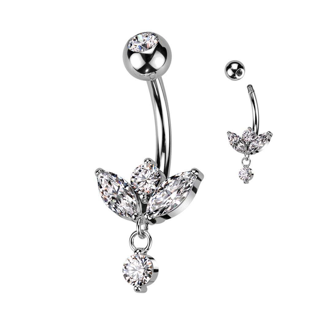 Sublime piercing pour le nombril et pierres en marquise