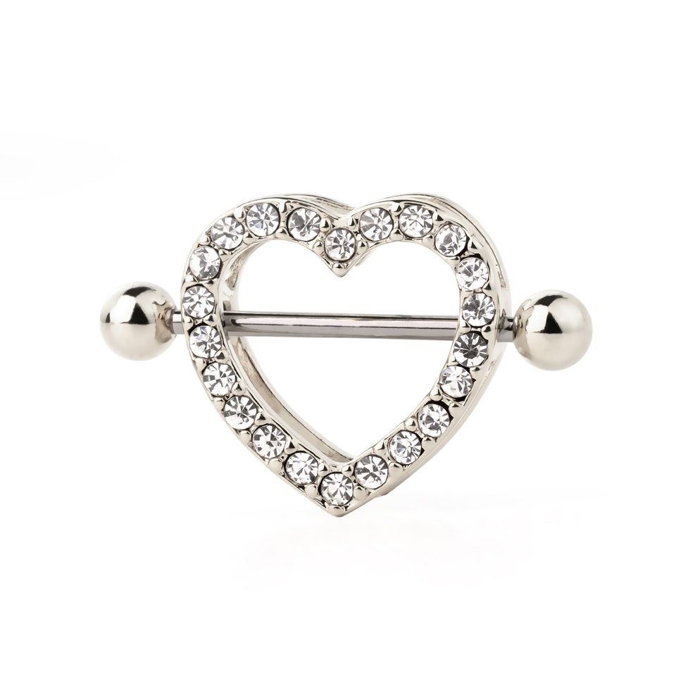 Faux Piercing Téton En Forme De Cœurs – Laiton Argenté – Neuf Avec étiquettes