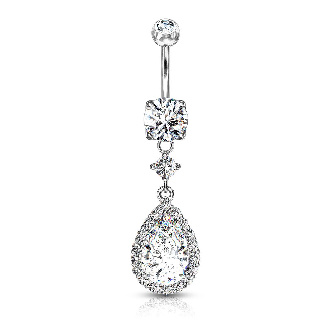 Superbe piercing pour le nombril en pendentif et pierres