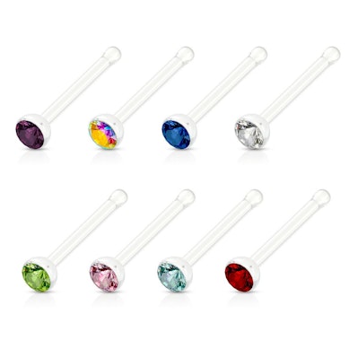 Lot de piercing au nez en acrylique avec 8 pierres de couleurs différentes