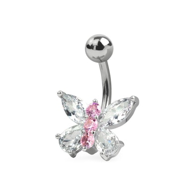 Piercing pour le nombril avec papillon en cristal