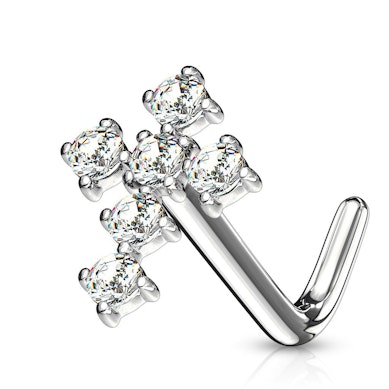 Piercing pour le nez en or 14 carats avec une croix en pierre