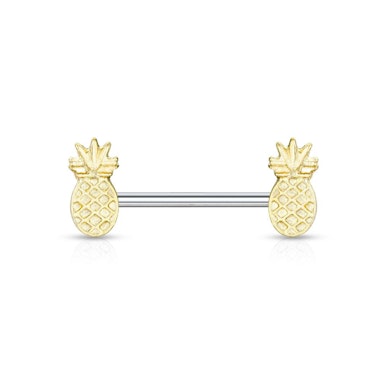 Piercing pour le têton avec un ananas plaqué or