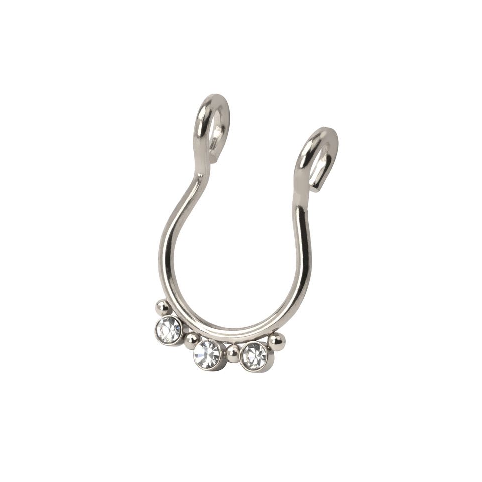 Joli faux anneau pour le septum avec pierres et perles