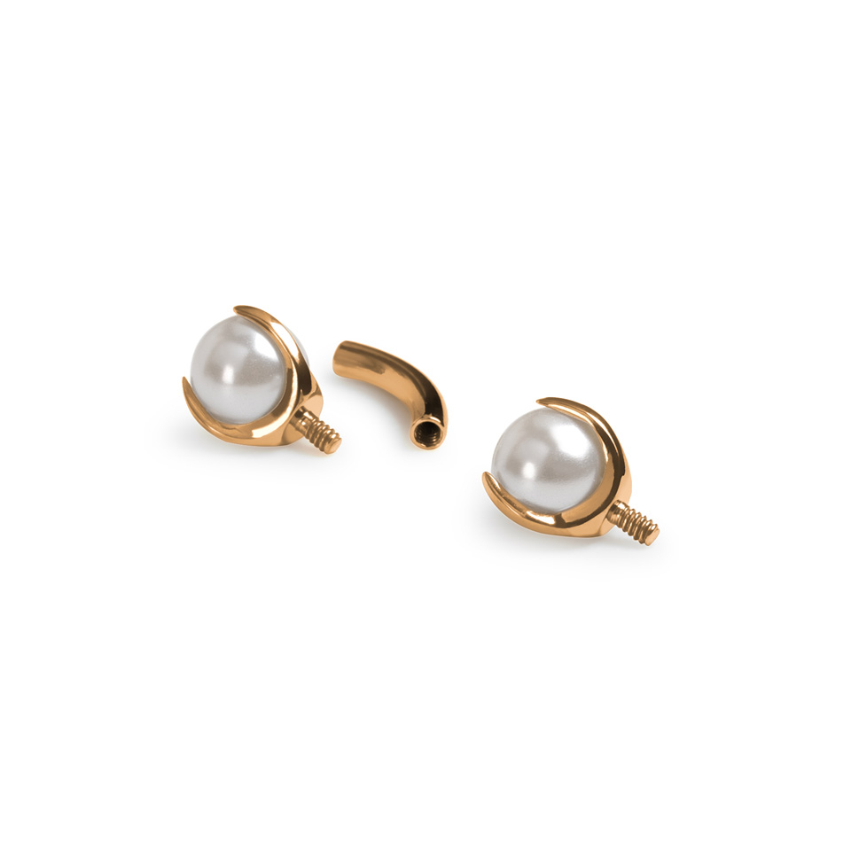 Tige courbée en titane avec des perles