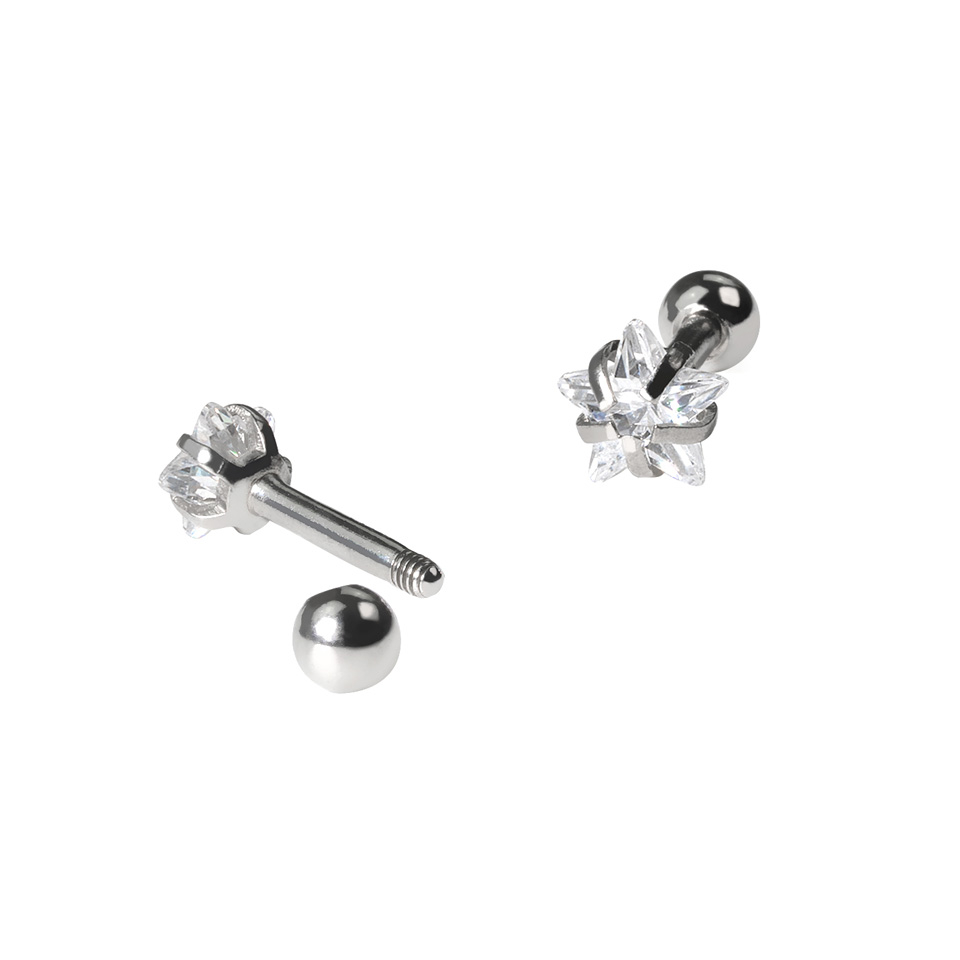Lot de studs pour les oreilles ornés d'une pierre en forme d'étoile