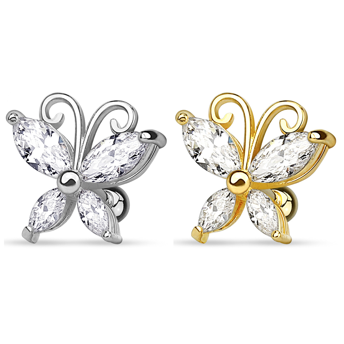 Piercing pour l'oreille avec papillon