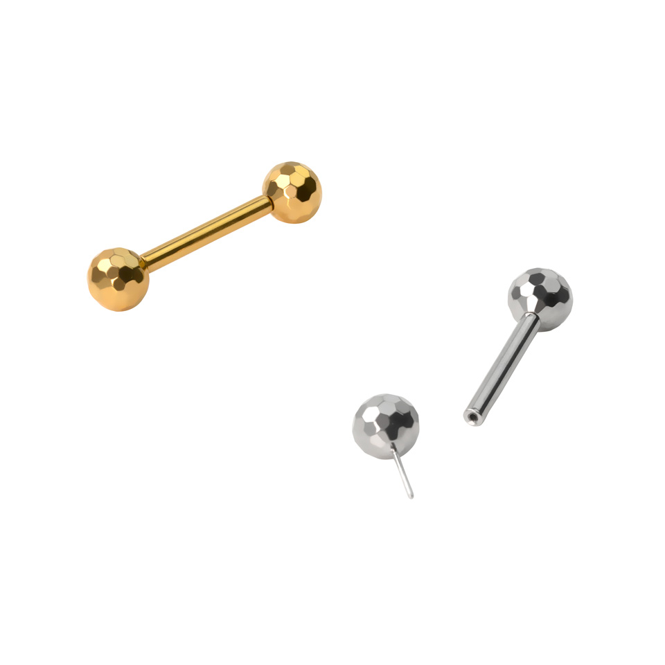 Barbell push-in en titane avec boules disco