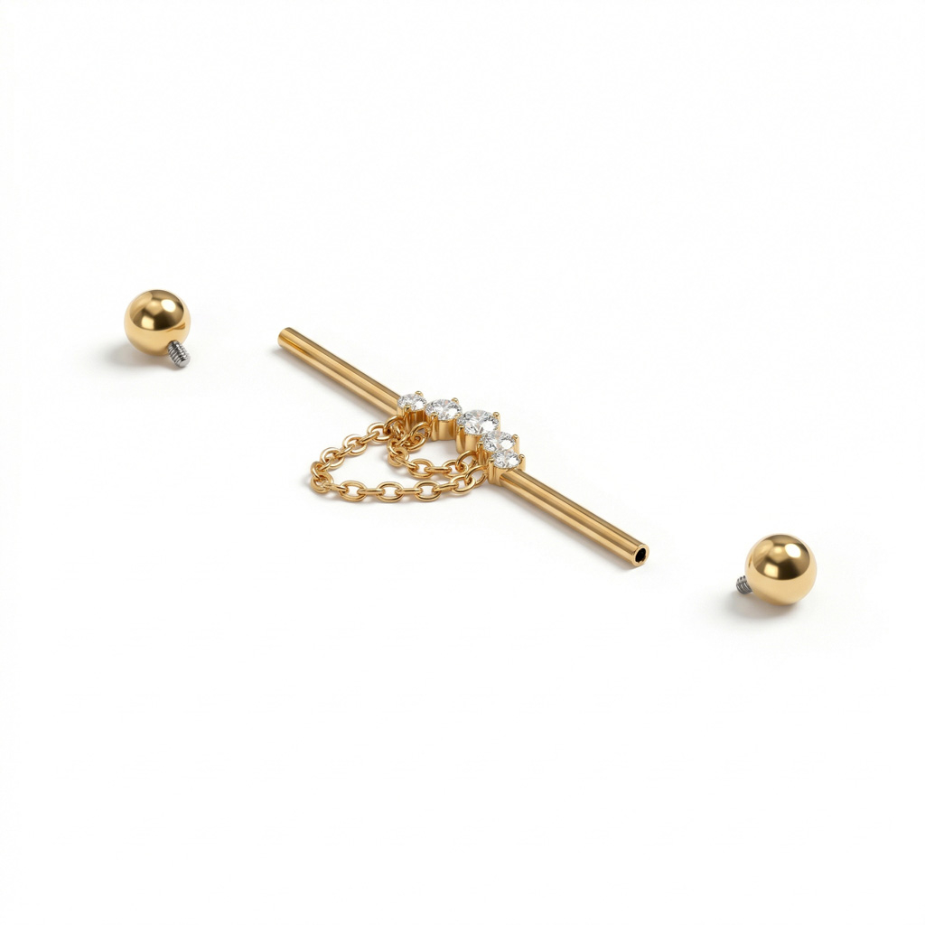 Barbell industriel en titane avec pierres et chaînes