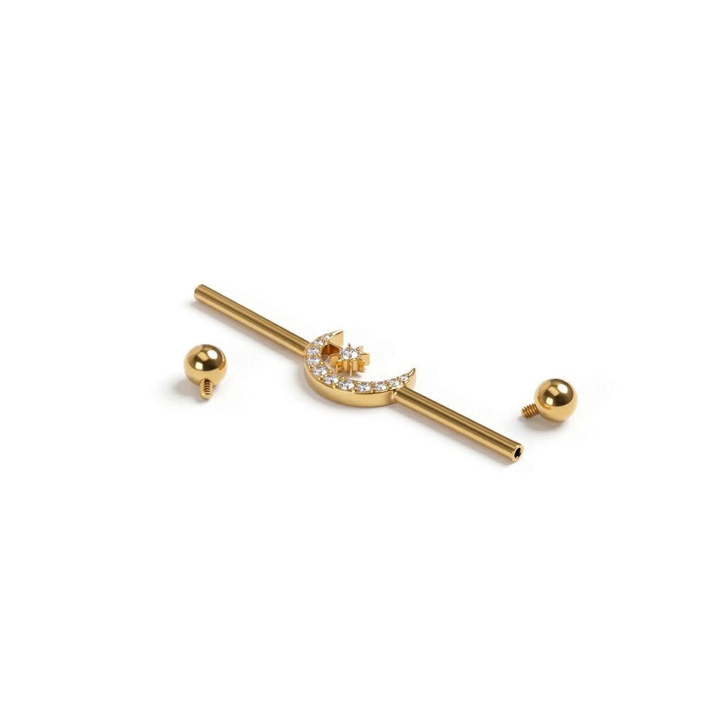 Barbell industriel en titane avec une lune et une étoile