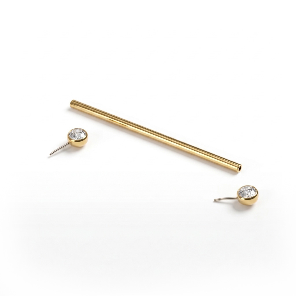 Barbell industriel en titane avec pierres à serti clos