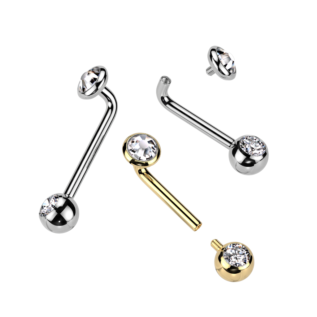 Barbell en titane orné de pierres pour piercing Christina
