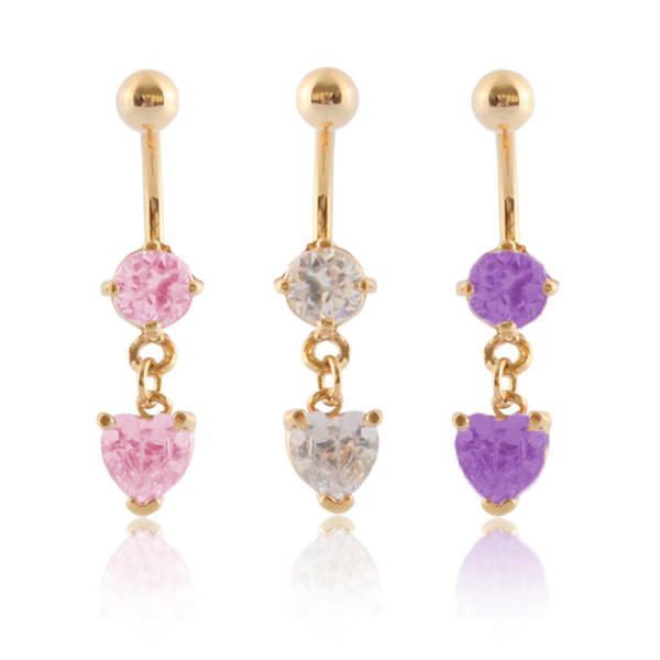 Piercing pour le nombril avec pierre et pendentif