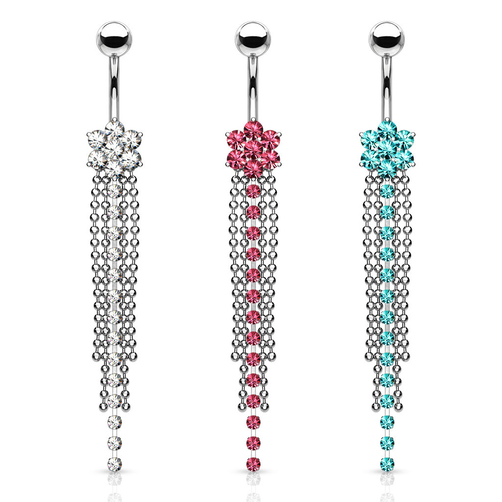 Piercing pour le nombril avec fleur et pendantif