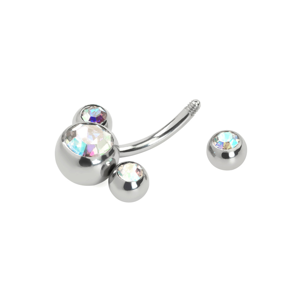 Piercing pour le nombril avec 4 pierres