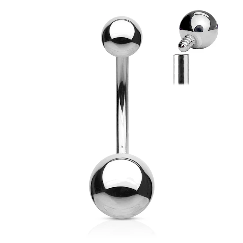 Barbell pour le nombril en acier chirurgical et filetage