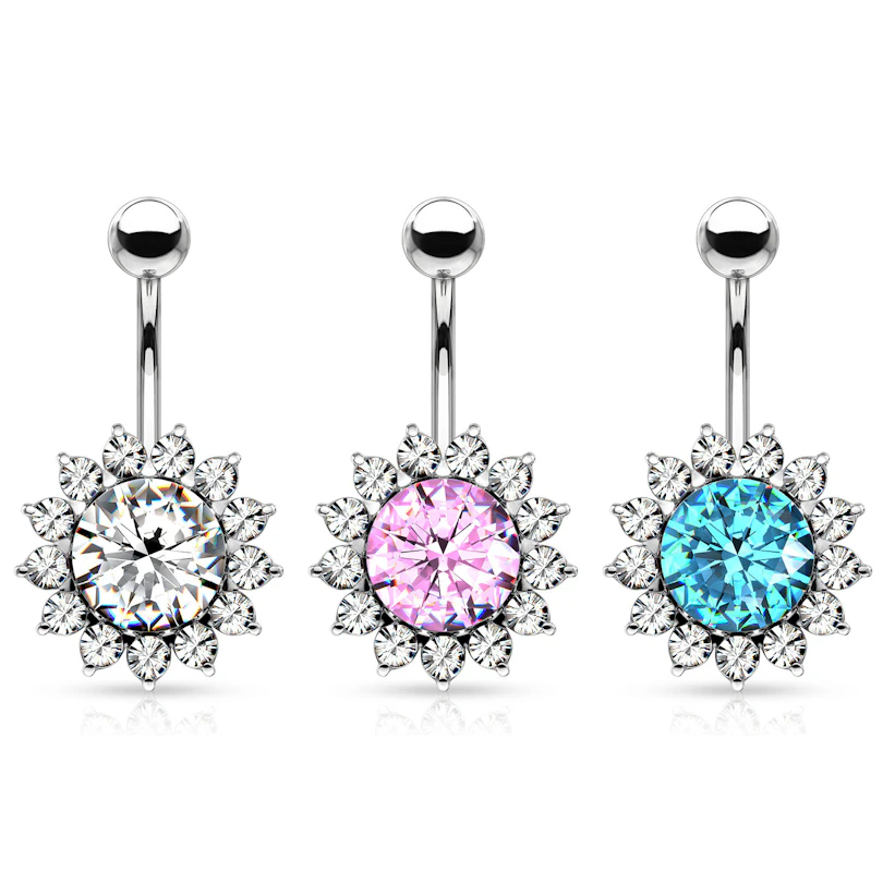 Piercing pour le nombril avec boule tournesol