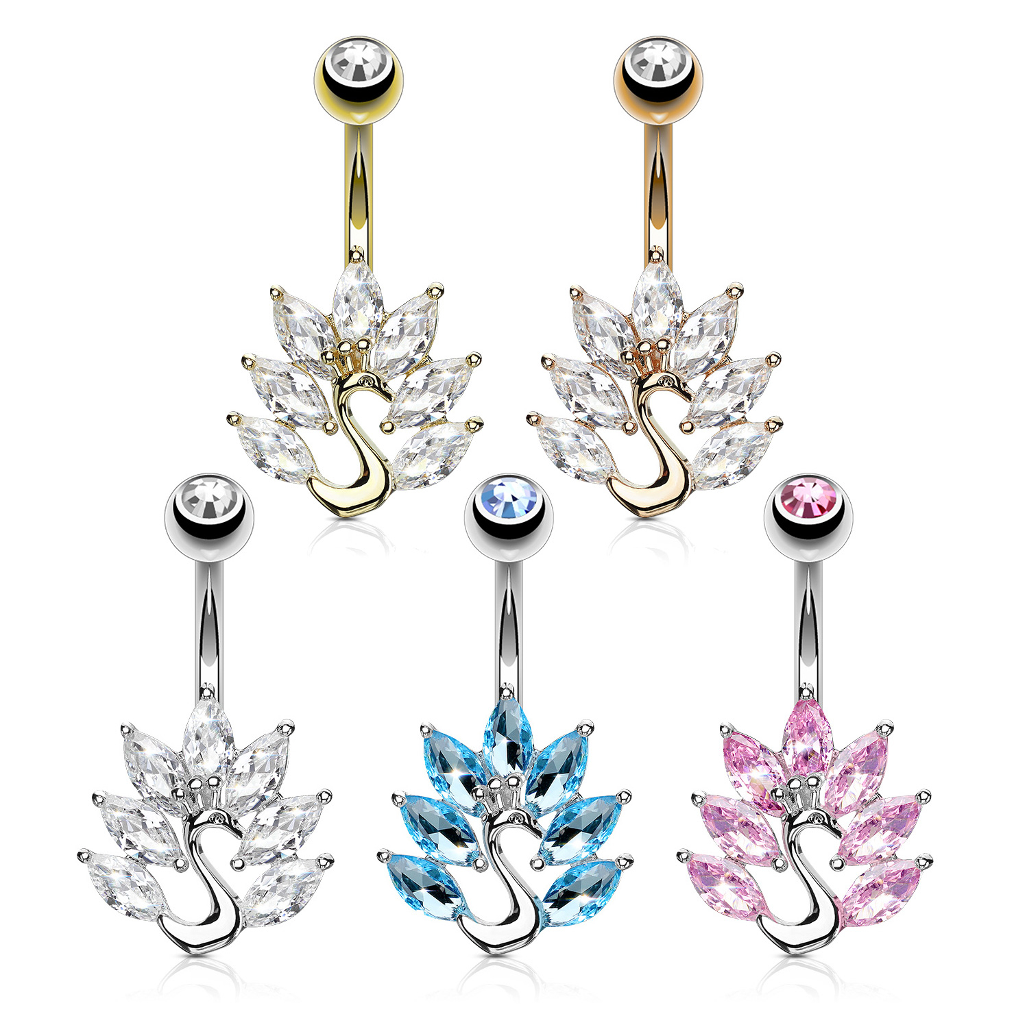 Piercing pour le nombril motif paon