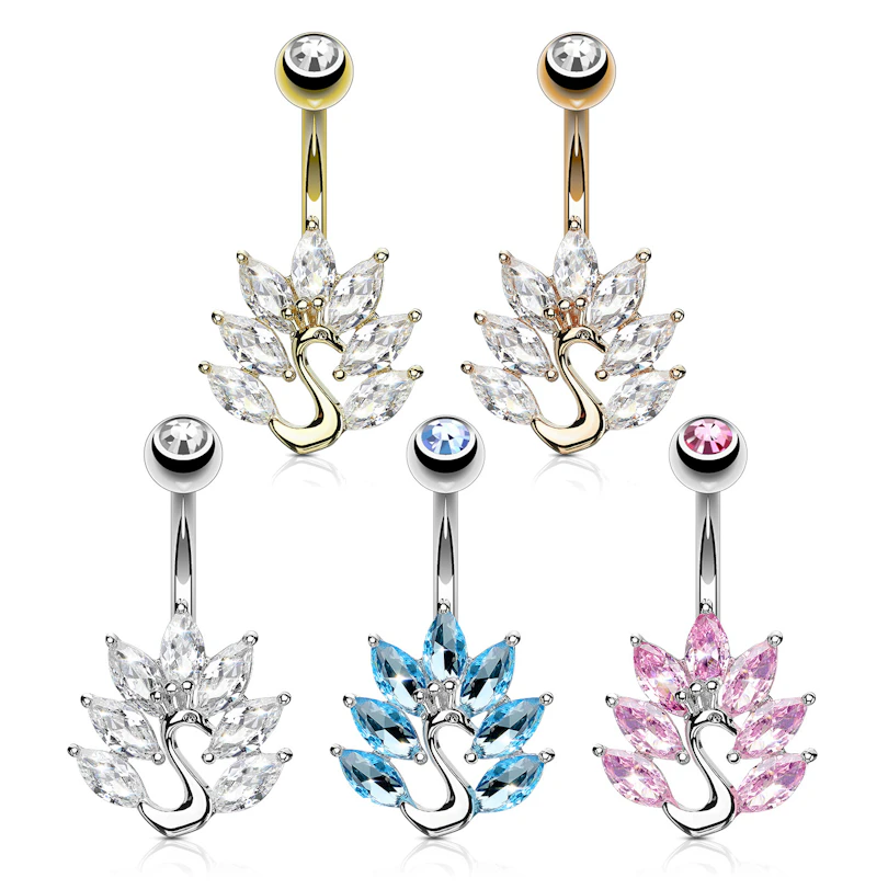 Piercing pour le nombril motif paon