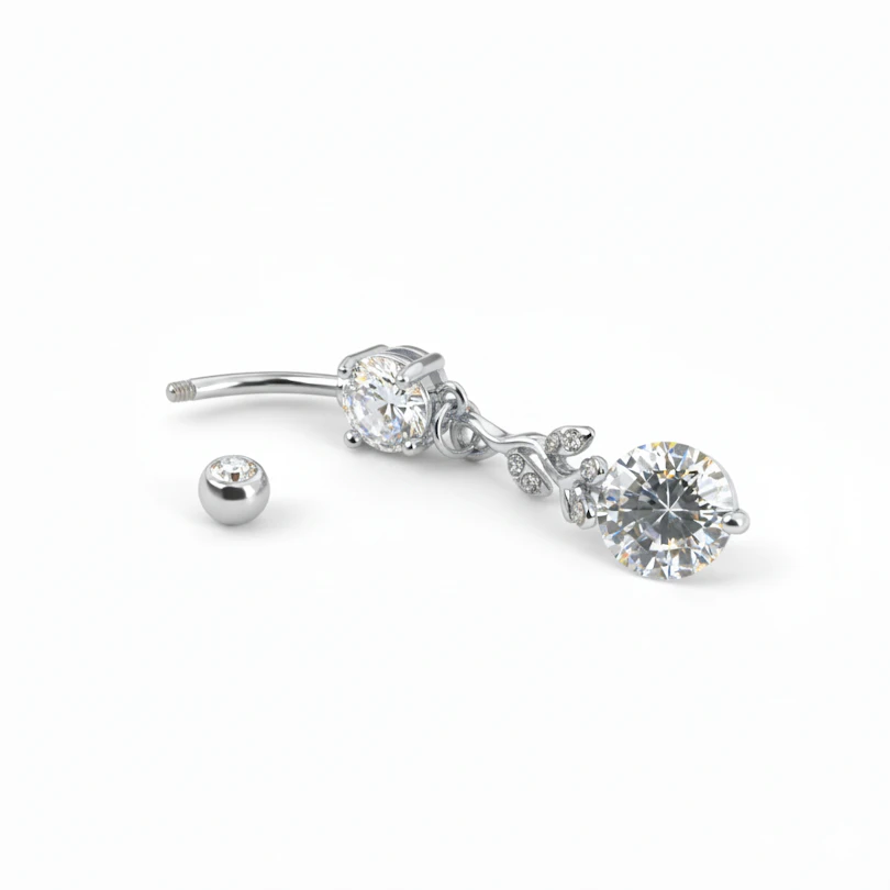 Piercing pour le nombril avec de belles pierres en pendentif
