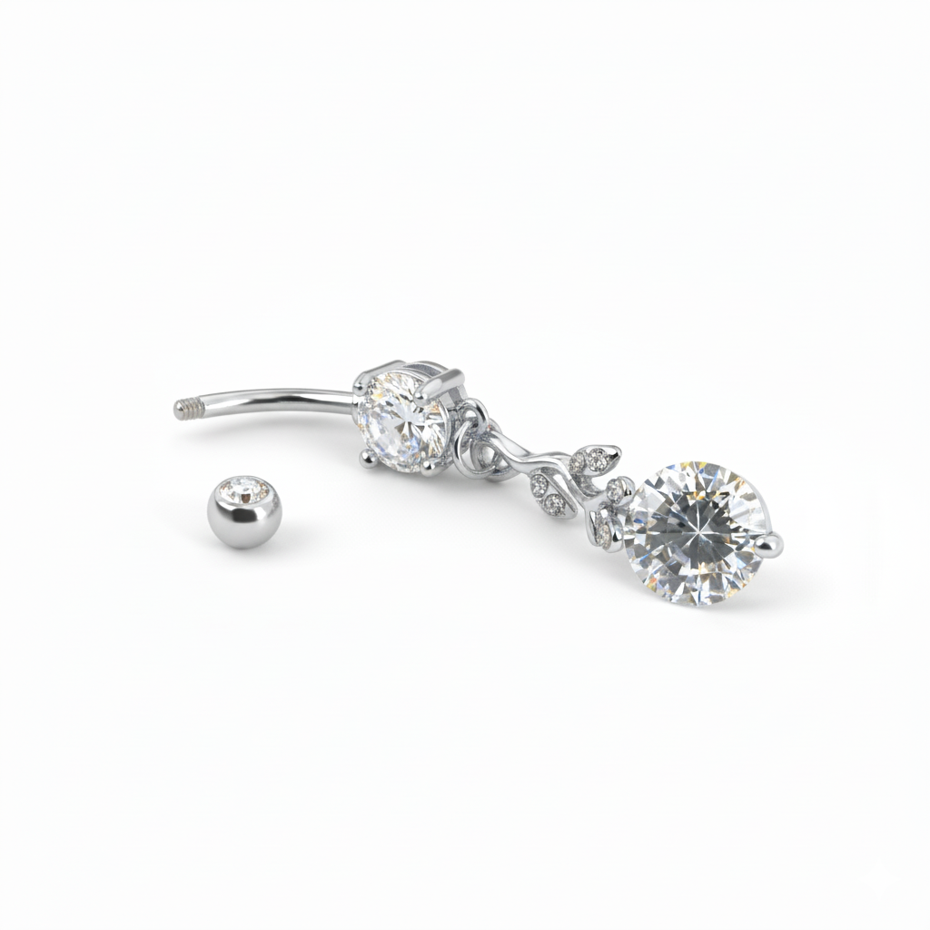 Piercing pour le nombril avec de belles pierres en pendentif