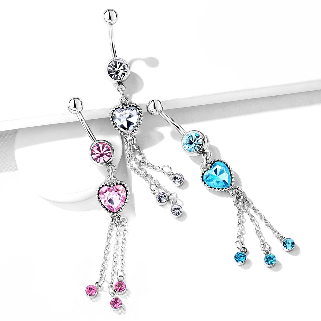 Piercing pour le nombril avec chaînes en pendentif