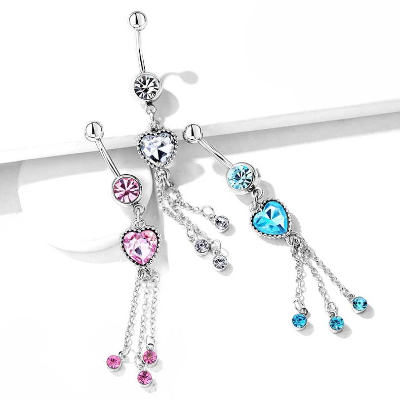 Piercing pour le nombril avec chaînes en pendentif
