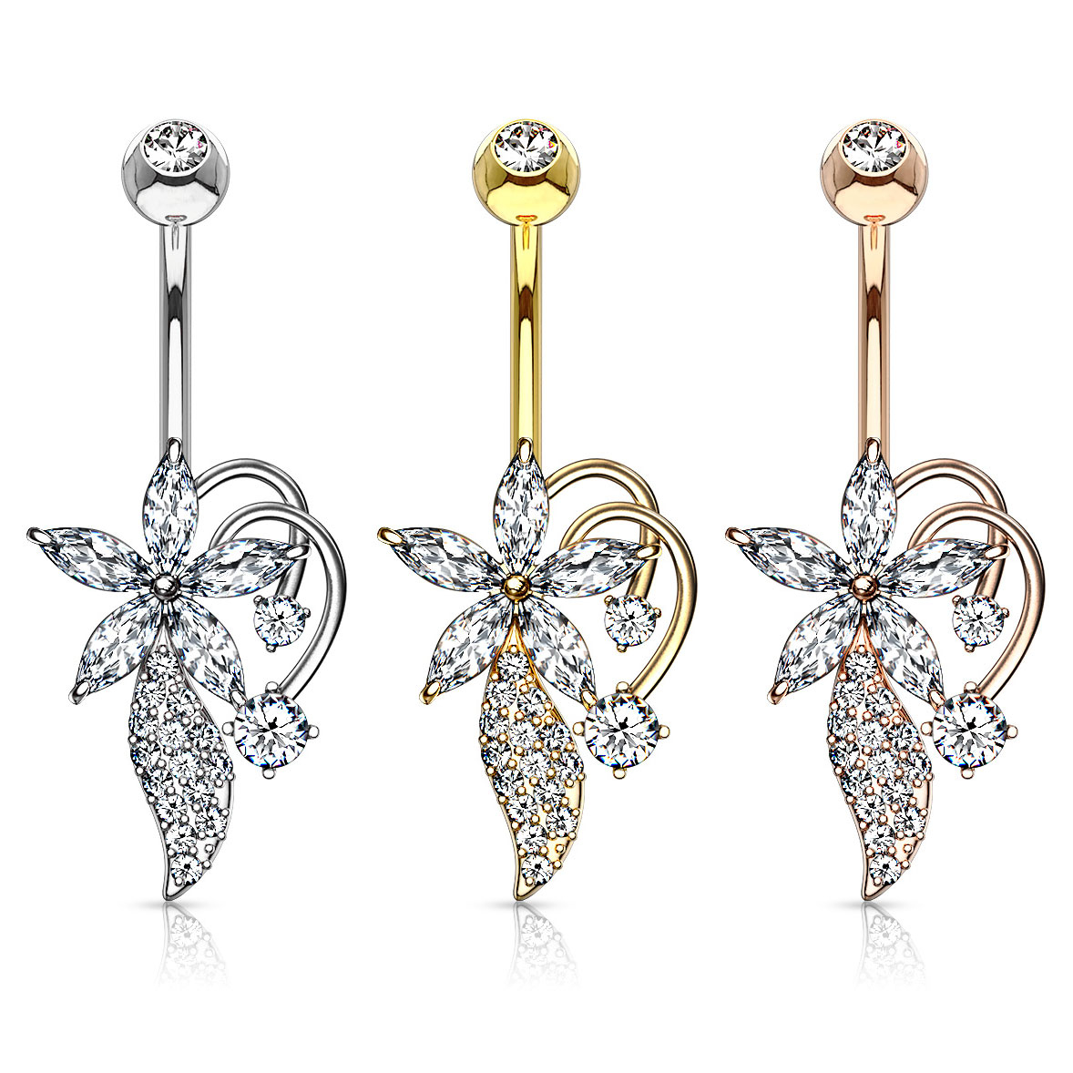 Piercing pour le nombril avec fleur de vigne