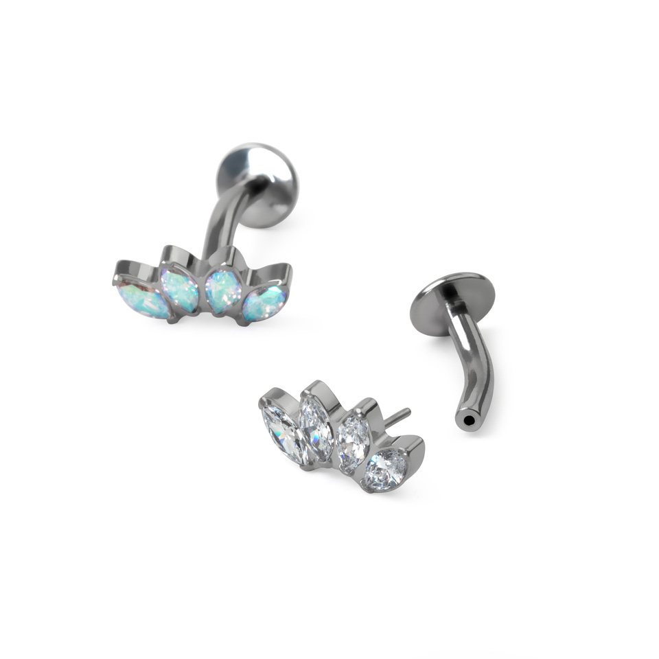 Piercing pour le nombril en titane et pierres taillées en marquise
