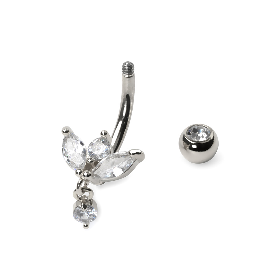 Piercing pour le nombril avec pierres taillées en marquise