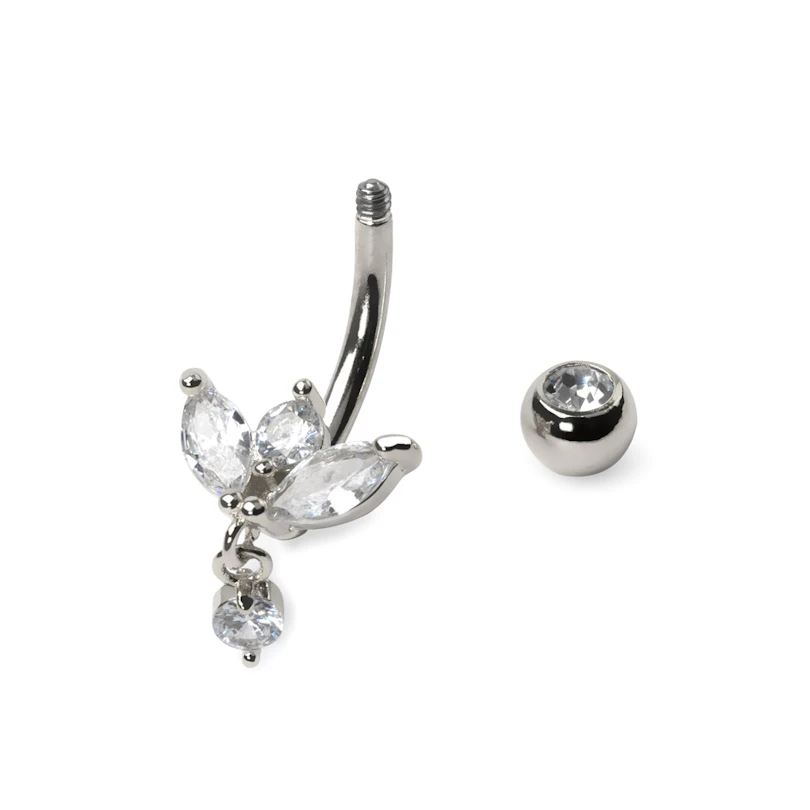 Piercing pour le nombril avec pierres taillées en marquise
