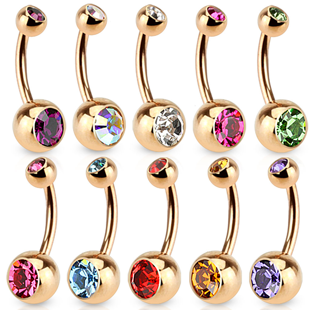 Piercing pour le nombril revêtement Or rouge