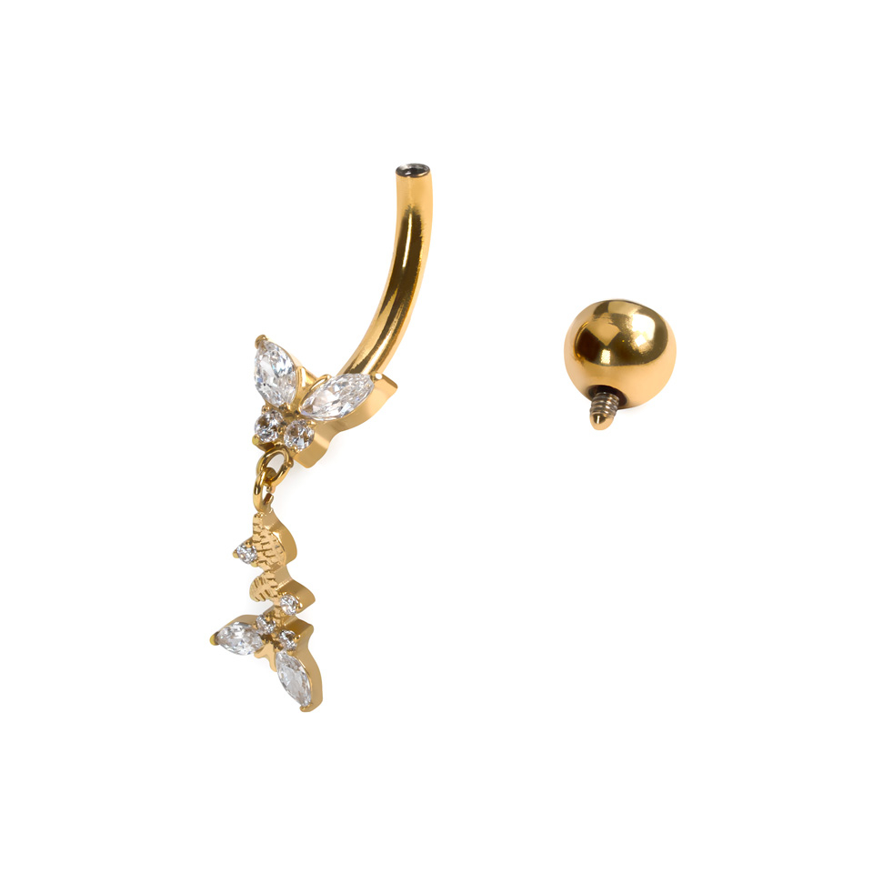 Piercing au nombril en titane avec un design en forme de papillon