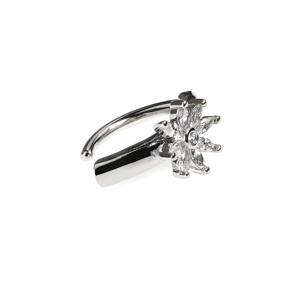 Clicker pour le nombril avec fleur ornée de pierres scintillantes