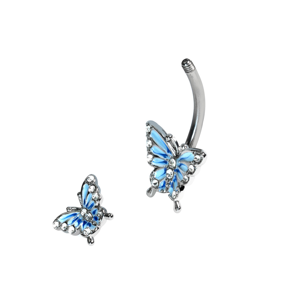 Barbell pour le nombril avec deux papillons